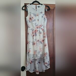 A Lily Rose Cream  and Coral  Pink High-Low Sundress for Wedding Guest #12